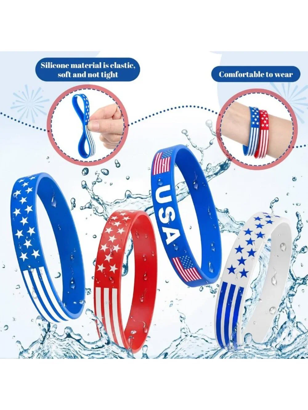 72 Patriotic 4th of July Party Favors - Fun Bracelets for Celebrations & Events